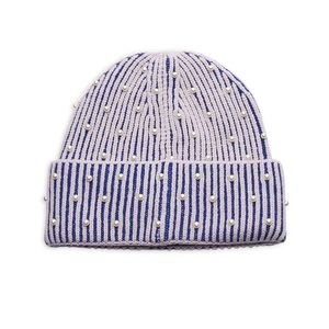 Lele Sadoughi Embellished Stripe Ribbed Beanie